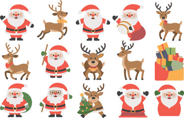 Santa Claus & Reindeer Bundle vector