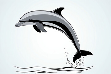 dolphin jumping in water , dolphin, fish, sea, vector, animal, illustration, water.