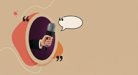 Microphone Interview Background with Speech Bubble
