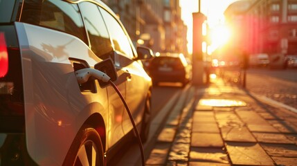 Electric car charger ona street