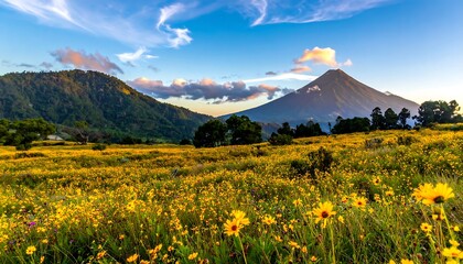 Fototapeta premium Scenic mountain valley at sunset