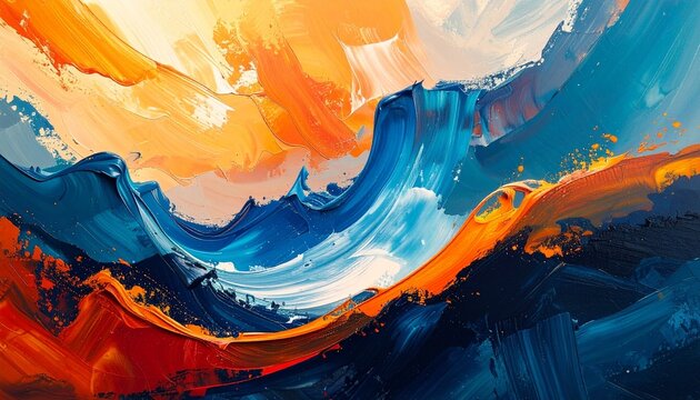 Abstract colorful watercolor background with mountain landscape scenery