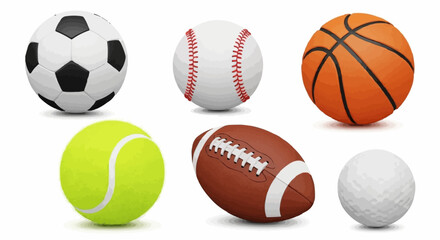 A Collection of Balls Used in Various Sports Displayed on a White Background