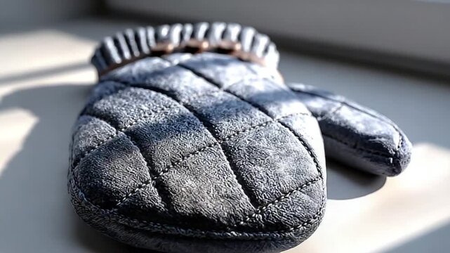 Gray oven mitten