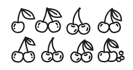 Cherry Fruits Line Art Simple Minimalist Vector