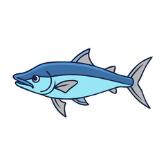 Fototapeta premium Cartoon style blue tuna swimming with a grey outline illustration image
