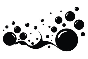 Decorative Design Featuring Black Bubbles and Liquid Elements for Graphic Design Projects