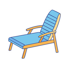 Illustration of blue and yellow lounge chair on a white background