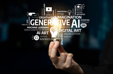 A hand holds a light bulb symbolizing ideas related to generative AI and digital art, highlighting themes of creativity, innovation, and the impact of technology on design. Tessel
