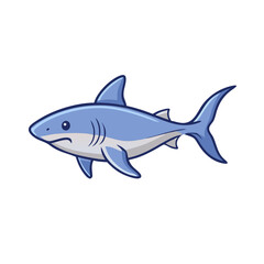 Fototapeta premium A charming cartoon shark swimming gracefully with a gentle expression on his face