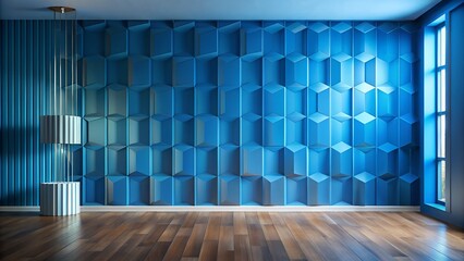 empty room with blue wall
