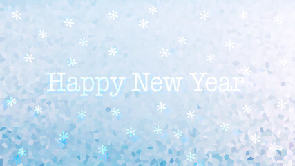 Happy New Year Greeting Card with Blue Frosted Background and White Snowflakes - Winter Holiday Celebration Design