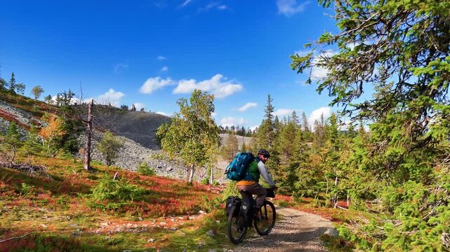 Autumn Bikepacking Journey in Pallas-Yll&auml;stunturi, Lapland, Drone Video