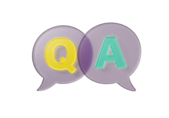 Q and A speech bubbles PNG isolated on transparent background, question answer concept for communication and education