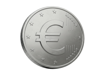 Euro coin isolated on transparent background, currency of the European Union for finance and economy