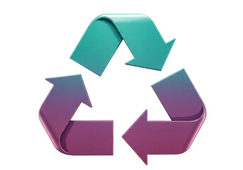 Recycling symbol PNG isolated on transparent background, 3D render of arrows in a triangular loop for environmental conservation