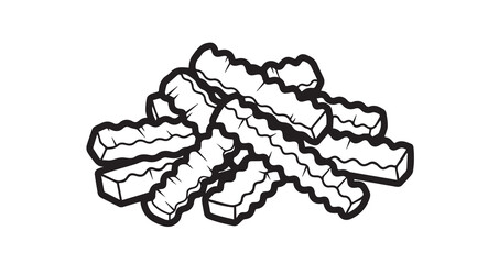 Crinkle-cut Fries Line Art Classic Fast Food Vector Design