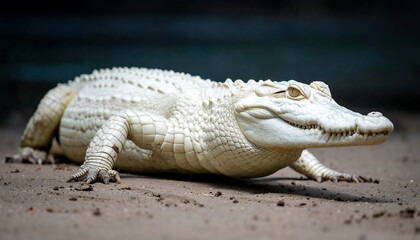 Albino Alligator in Natural Habitat.