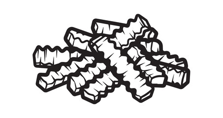 Crinkle-cut Fries Line Art Classic Fast Food Vector Design