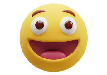 Fototapeta premium Yellow laughing emoji PNG isolated on transparent background, happy face with big smile for social media and communication