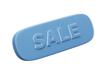 Blue sale tag isolated on transparent background PNG, promotional badge for marketing and retail
