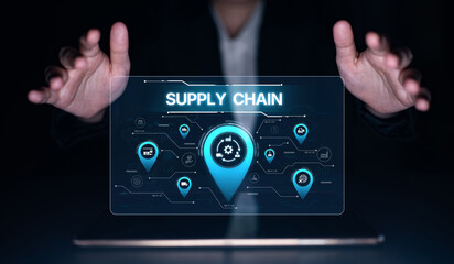 Supply chain processes with data-driven logistics, transportation, and distribution. enhances operations. Supply chain improves efficiency. Supply chain integrates logistics and delivery. Spline