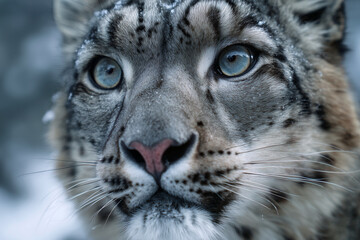 Fototapeta premium A tiger with blue eyes stares at the camera