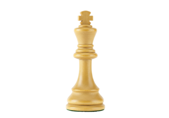 Elegant wooden king chess piece isolated, strategy game element for board game design and educational resources PNG