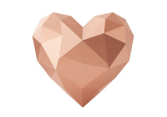 Geometric heart shape PNG isolated on transparent background, polygonal love symbol for Valentine s Day and romantic design