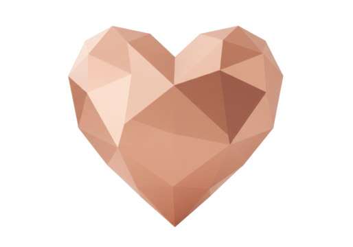 Geometric heart shape PNG isolated on transparent background, polygonal love symbol for Valentine s Day and romantic design