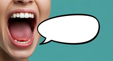 Open Mouth with Speech Bubble - Communication Concept