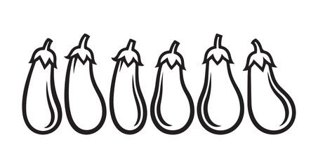 Eggplant (Aubergine) Vegetable Line Art Organic Food Design