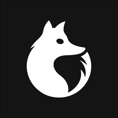 Elegant jackal, fox, wolf, dog vector logo on black background, great for modern branding, fashion identity, and creative art projects.