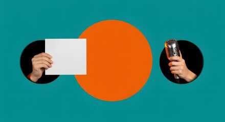 Podcast Recording Mockup with Microphone and Blank Card