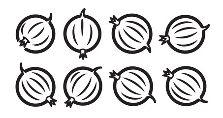Gooseberry Fruits Line Art Vector Illustration