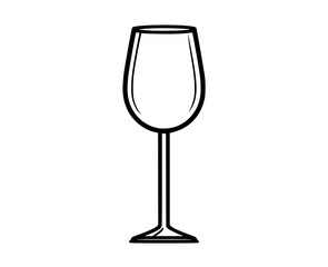 a black and white line drawing of a wine glassblack, cup, icon, illustration, profile, wine, wine glass 