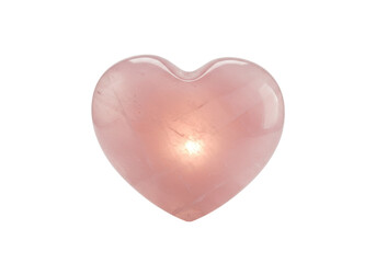 Rose quartz heart isolated on white, pink crystal love symbol for healing and meditation PNG
