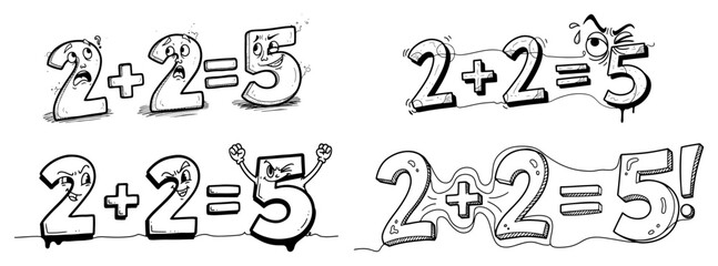 Expressive Doodle 2 Plus 2 Equals 5 Typography Set