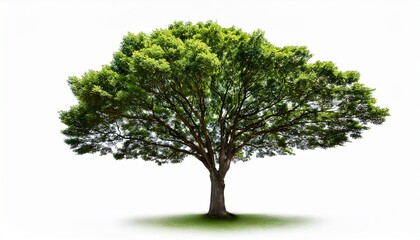 Obraz premium High Tree With Dark Green Leaves Isolated On White