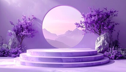 Purple Podium with Mountain View.