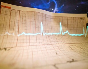 A medical ECG tracing, on aged paper