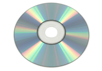 Shiny compact disc isolated on transparent background, blank CD or DVD for data storage and music media