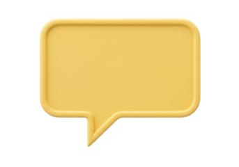 Yellow speech bubble PNG isolated on transparent background, 3D rendering message balloon for social media and communication