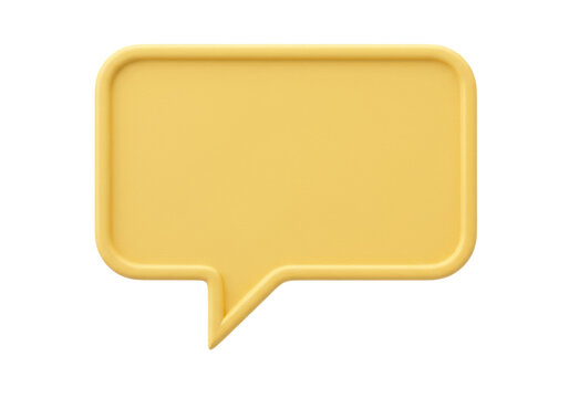 Yellow speech bubble PNG isolated on transparent background, 3D rendering message balloon for social media and communication