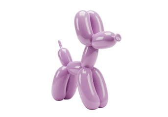 Lilac balloon dog isolated on transparent background, cute animal toy for party decoration and children s birthday