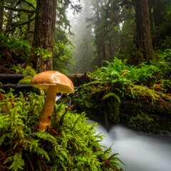 Forest Mushroom and Stream.