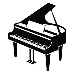 Isometric Grand Piano with Sheet Music Black Musical Instrument Icon Vector