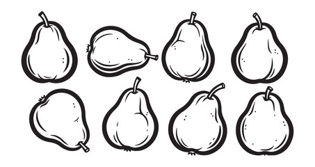 Pear Fruits Line Art Minimal Outline Drawing