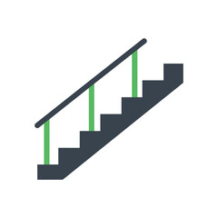 Stairs with railing illustration against a white background.