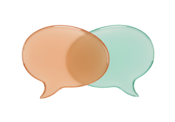 Two overlapping speech bubbles PNG isolated on transparent background, communication concept for social media and messaging apps